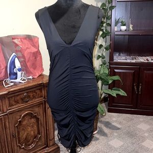 V neck stretch ruched dress